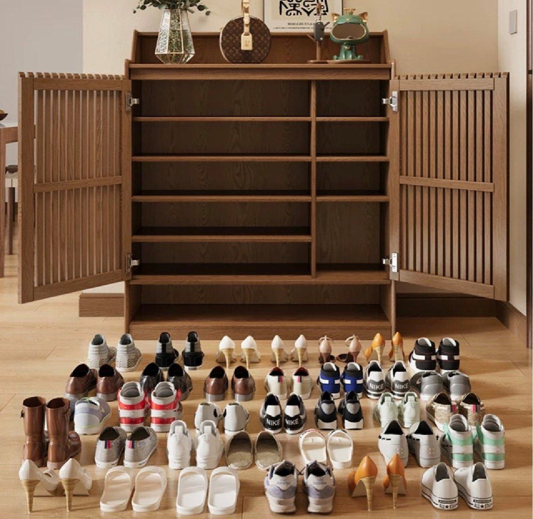 ROBEN Modern Solid Wood Fluted Shoe Cabinet (INSTOCK)