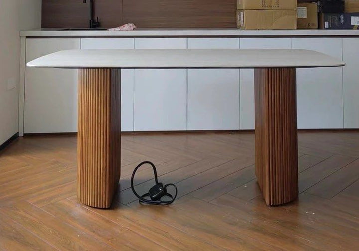 LORO Modern Travertine Dining Table - Radical Homes Singapore