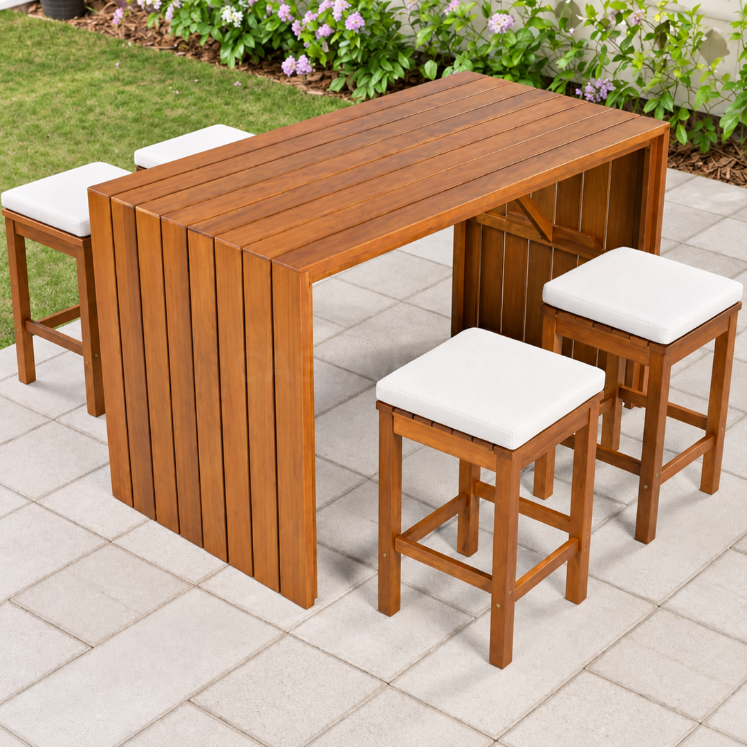 ROMI Modern Solid Wood Outdoor Bar Table & Stools - Cassa Haus Singapore