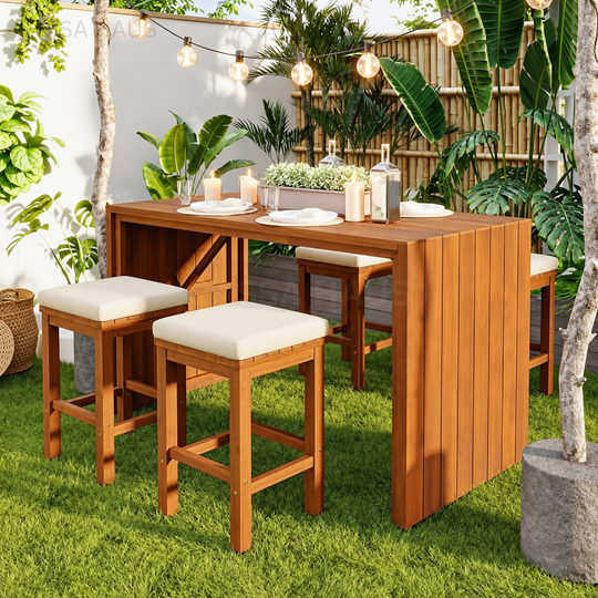 ROMI Modern Solid Wood Outdoor Bar Table & Stools - Cassa Haus Singapore