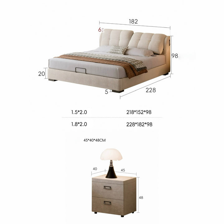 RAVIEN Modern Scratch Proof Fabric Storage Bedframe - Cassa Haus Singapore
