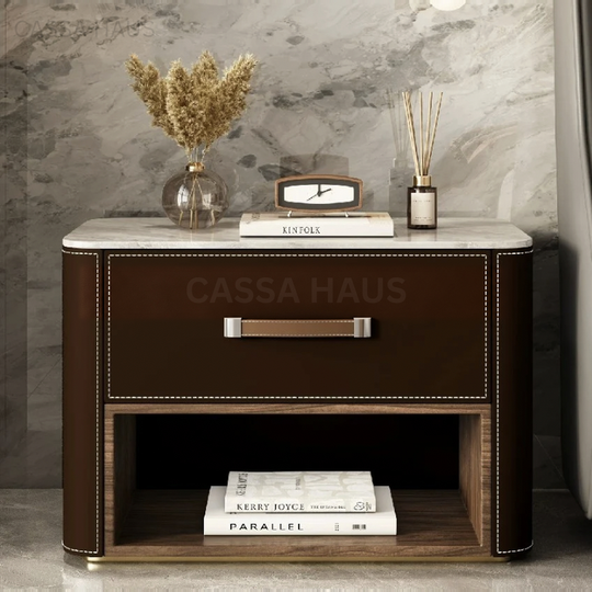 JALEM Modern Leather Bedside Table - Cassa Haus Singapore
