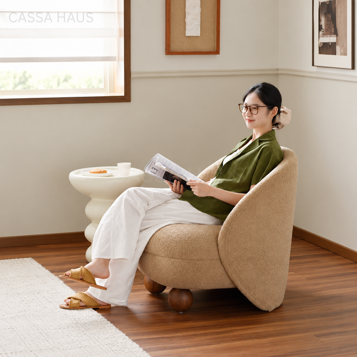 ZAIRA Modern Boucle Lounge Chair - Cassa Haus Singapore