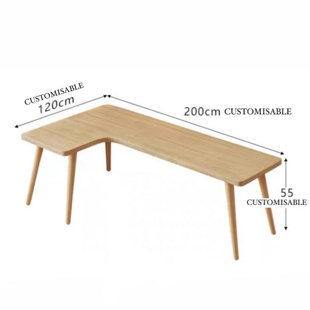 HURLEY Curved Solid Wood Study Desk - Radical Homes Singapore