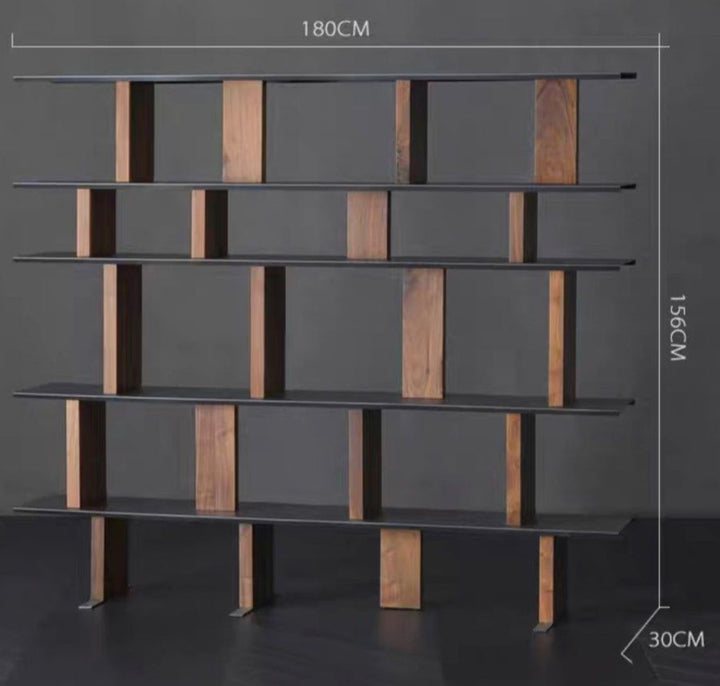 NEIVA Modern Walnut Display Shelf - Radical Homes Singapore