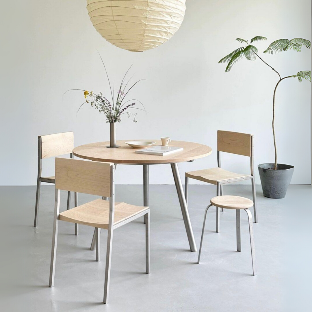 BREE Japandi Solid Wood Round Dining Table - Radical Homes Singapore
