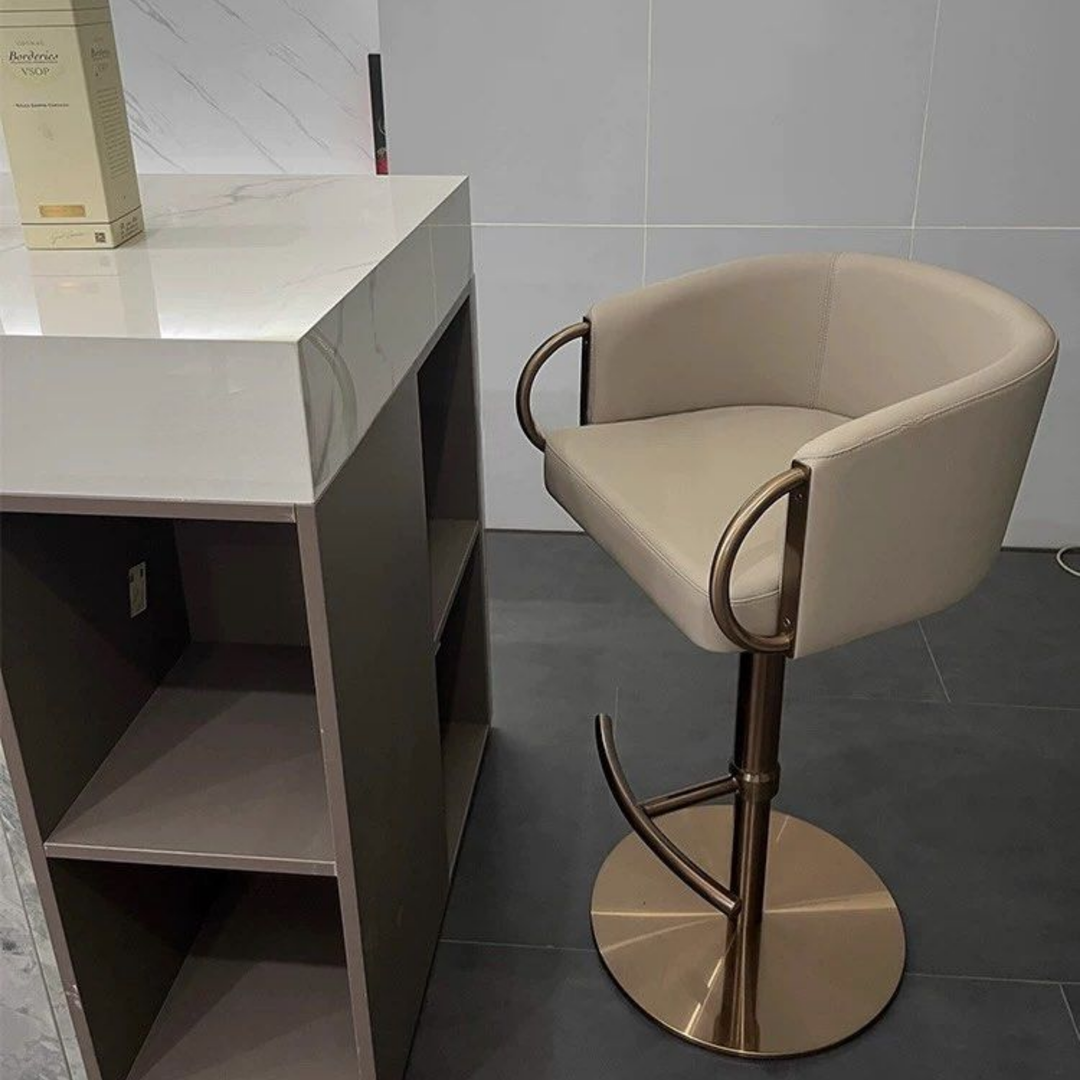 ELMAVO Modern Genuine Leather Bar Stool - Cassa Haus Singapore
