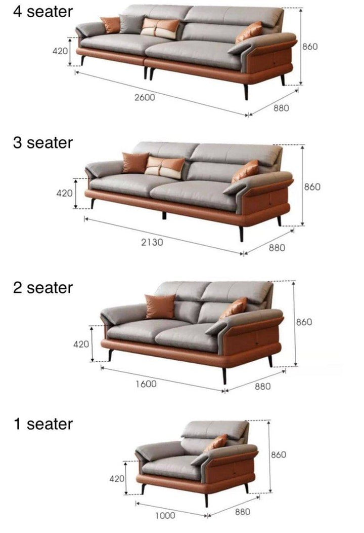LUNZO Modern Genuine Leather Sofa