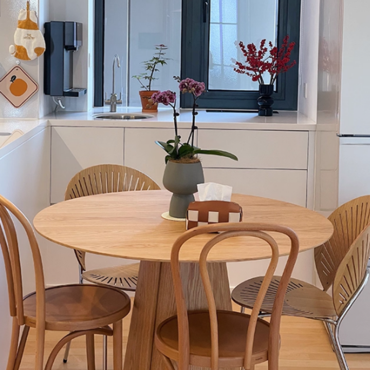 YISHE Solid Wood Round Dining Table - Radical Homes Singapore