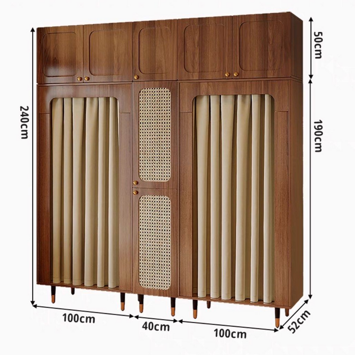 KAVRO Mid-Century Rattan Wardrobe - Cassa Haus Singapore