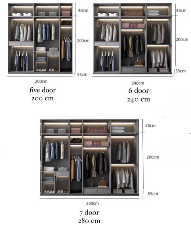 DERRICK Modern Glass LED Wardrobe - Radical Homes Singapore