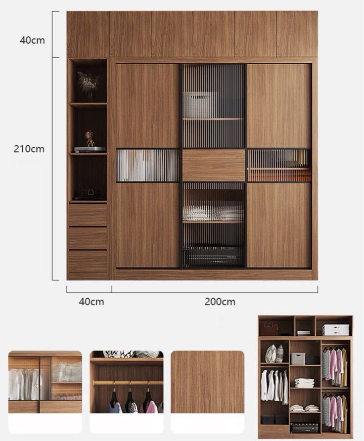 NERVA Modern Walnut Wardrobe - Radical Homes Singapore