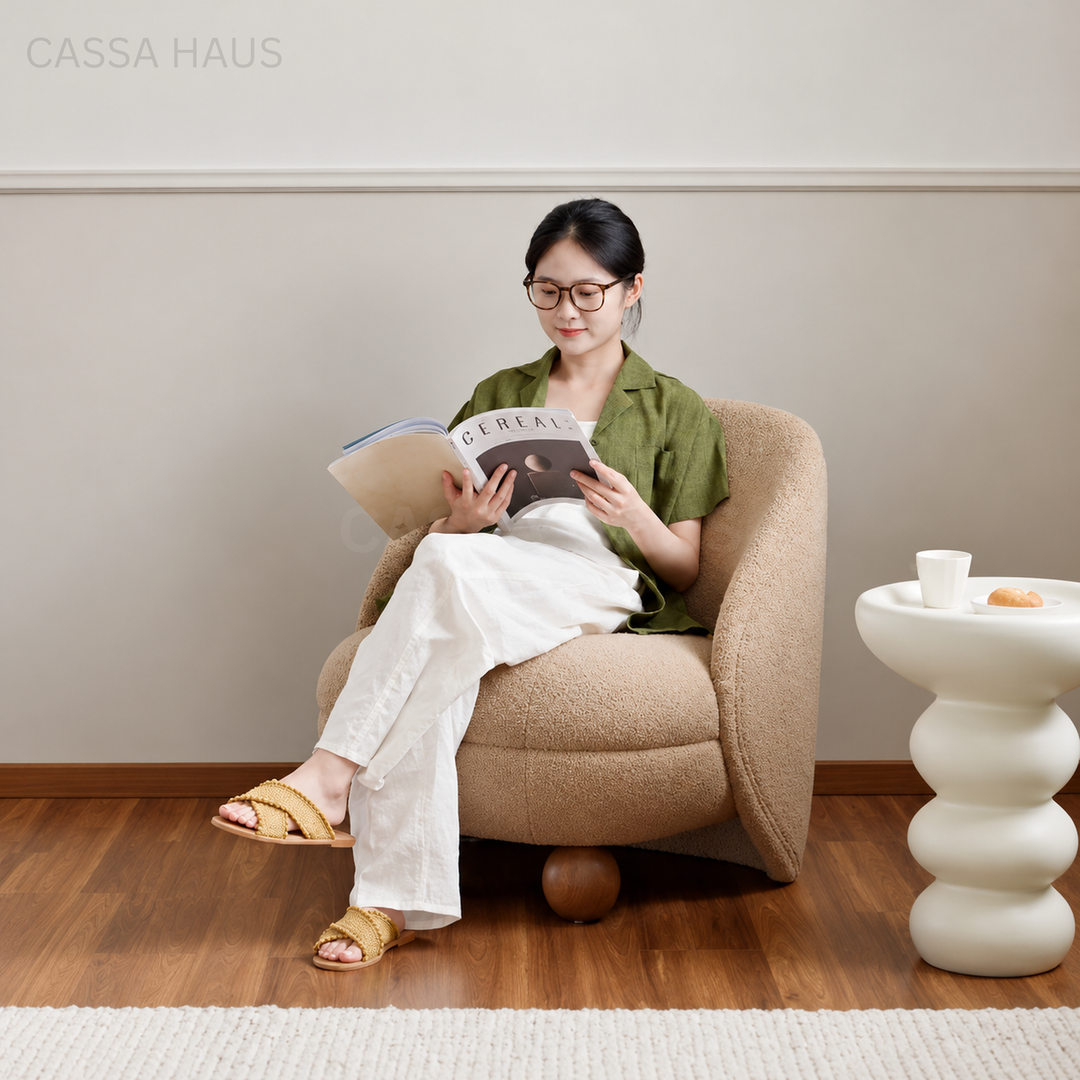 ZAIRA Modern Boucle Lounge Chair - Cassa Haus Singapore