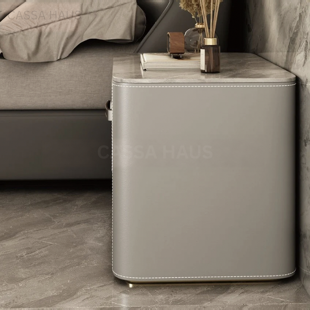 JALEM Modern Leather Bedside Table - Cassa Haus Singapore