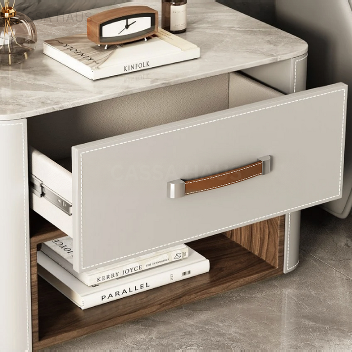 JALEM Modern Leather Bedside Table - Cassa Haus Singapore