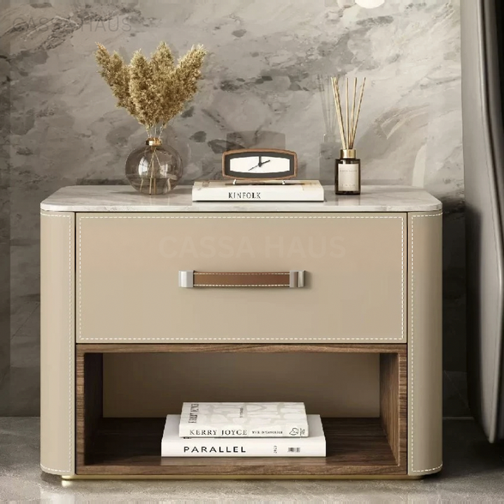 JALEM Modern Leather Bedside Table - Cassa Haus Singapore