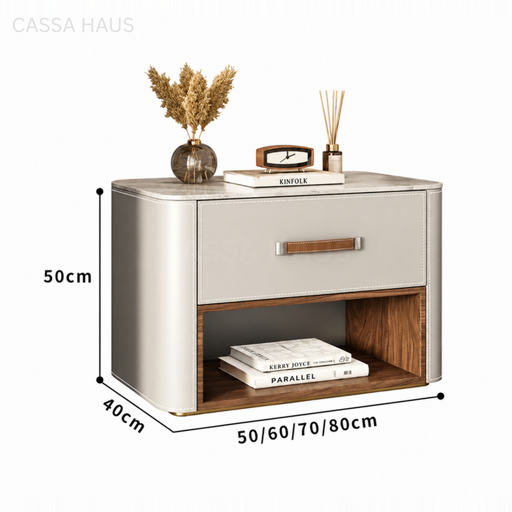 JALEM Modern Leather Bedside Table - Cassa Haus Singapore