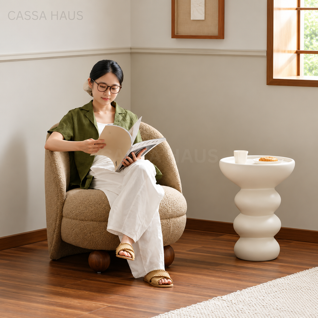 ZAIRA Modern Boucle Lounge Chair - Cassa Haus Singapore