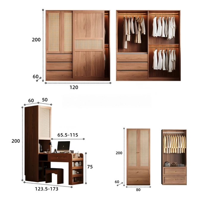 FLORENZO Rustic Solid Wood Wardrobe