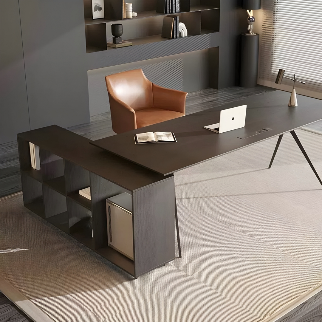 NERO Modern Office Side Desk with Storage Shelf - Radical Homes Singapore