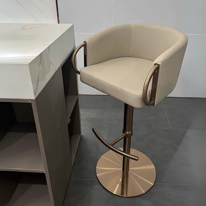 ELMAVO Modern Genuine Leather Bar Stool - Cassa Haus Singapore