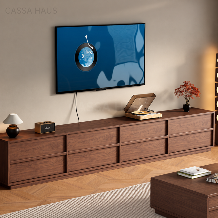 ADOLE Modern Extendable Solid Wood TV Console - Cassa Haus Singapore