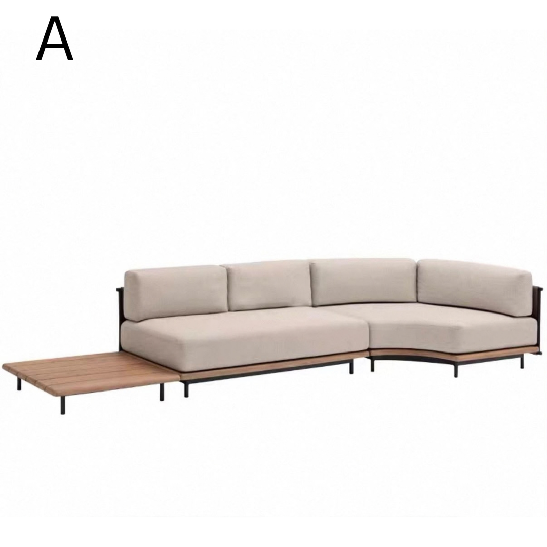 EVARELLE Modern Outdoor Teak Wood Sofa