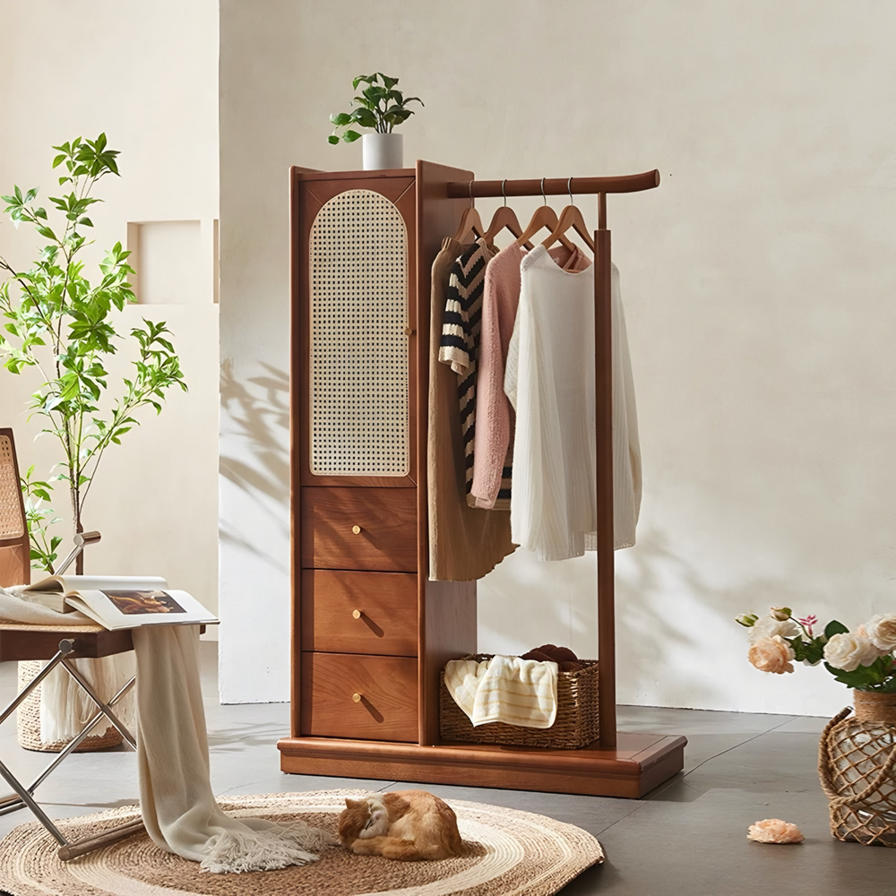 KORDE Rattan Open Concept Wardrobe - Radical Homes Singapore