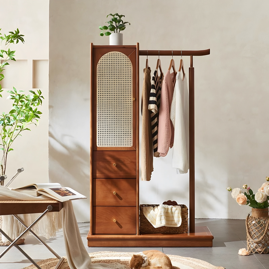 KORDE Rattan Open Concept Wardrobe - Radical Homes Singapore