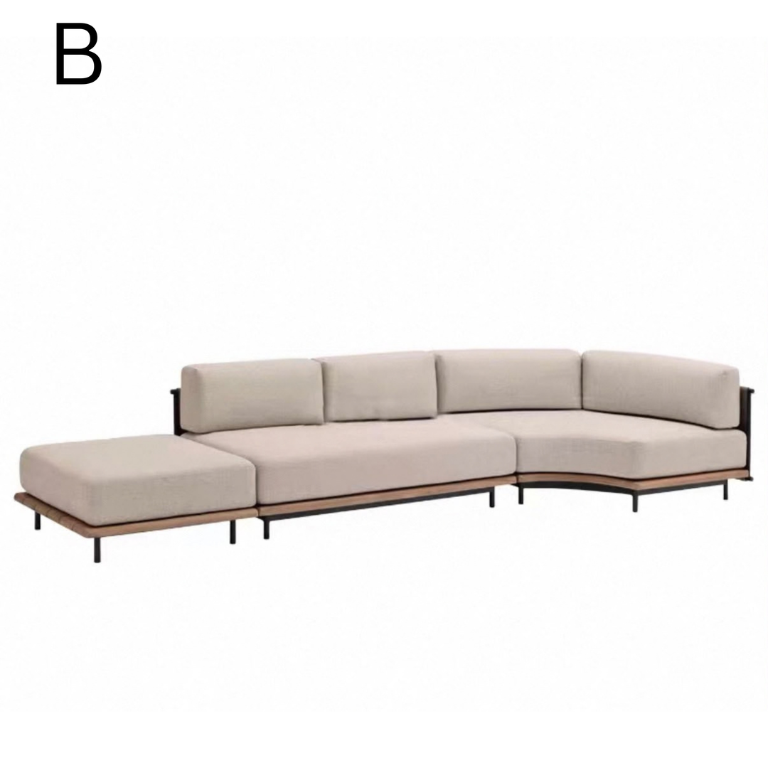 EVARELLE Modern Outdoor Teak Wood Sofa