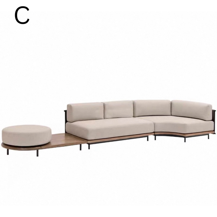 EVARELLE Modern Outdoor Teak Wood Sofa