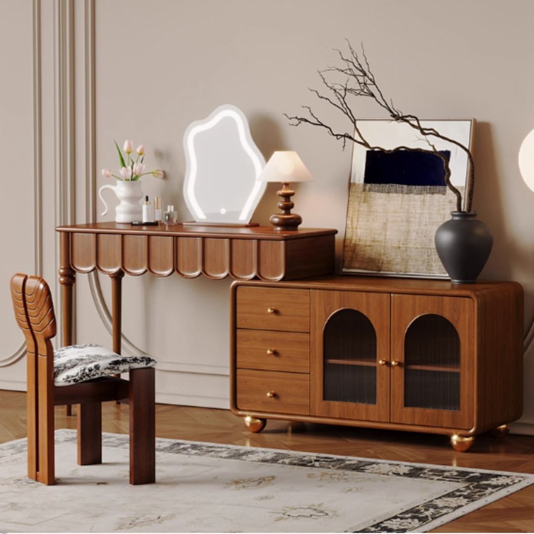 FLEUREN Vintage Solid Wood Dressing Table Set