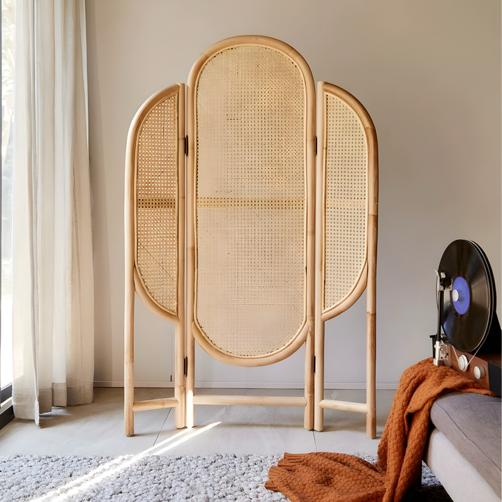 NAGOMI Rustic Rattan Foldable Partition - Radical Homes Singapore