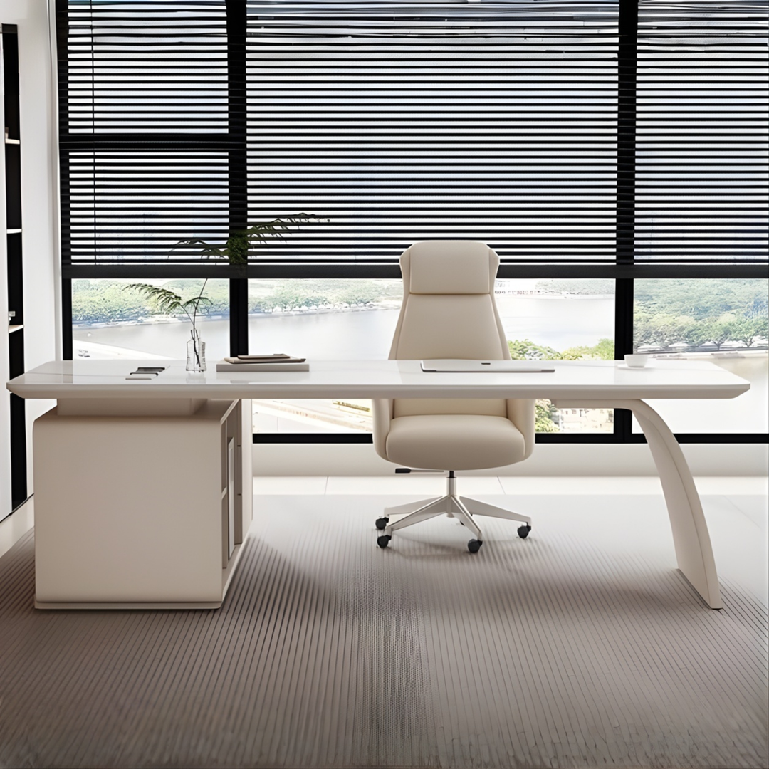 CROMWELL Modern Sintered Stone Office Table / Study Desk with Chair Set