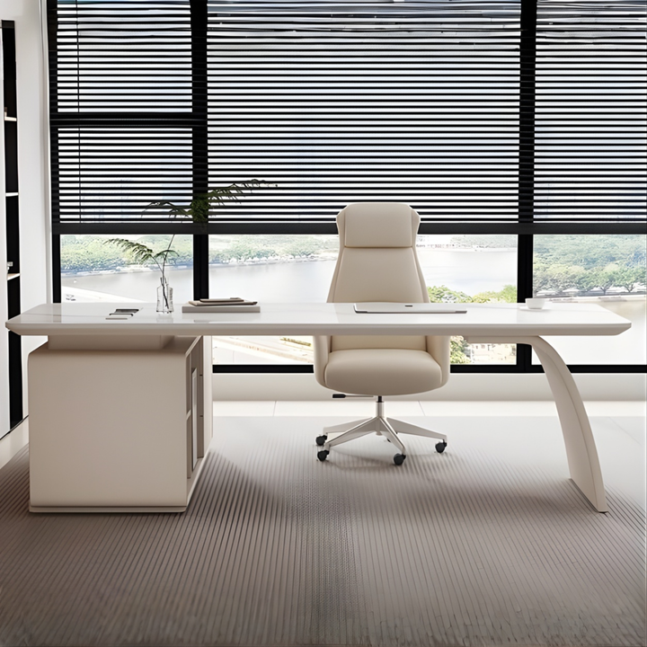 CROMWELL Modern Sintered Stone Office Table / Study Desk with Chair Set
