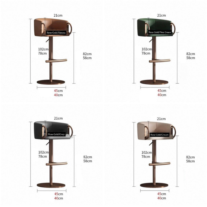 ELMAVO Modern Genuine Leather Bar Stool - Cassa Haus Singapore