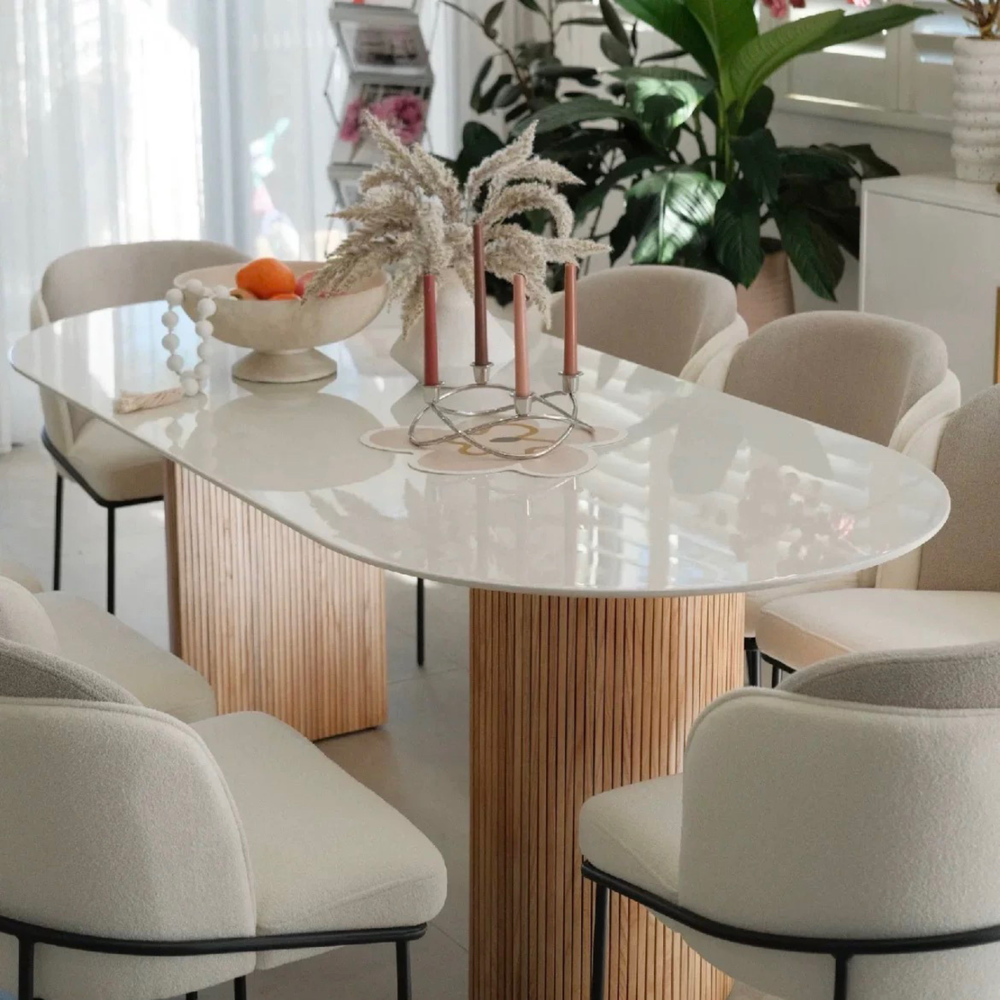 CREMA Oval Sintered Stone Dining Table - Radical Homes Singapore