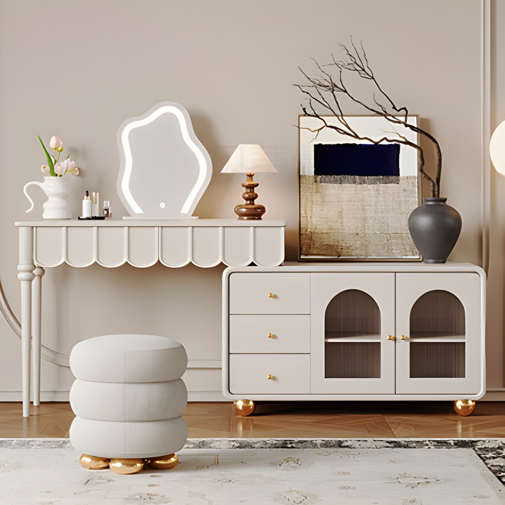 FLEUREN Vintage Solid Wood Dressing Table Set