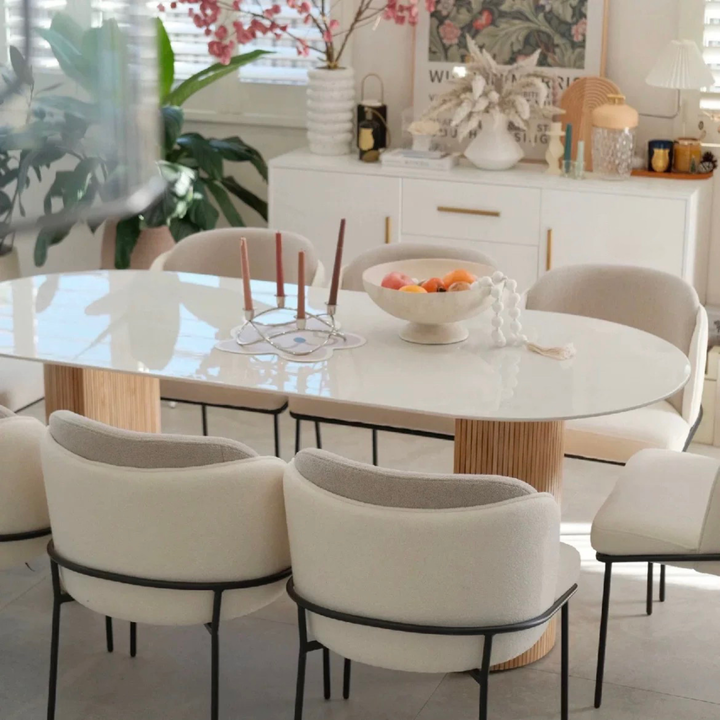 CREMA Oval Sintered Stone Dining Table - Radical Homes Singapore