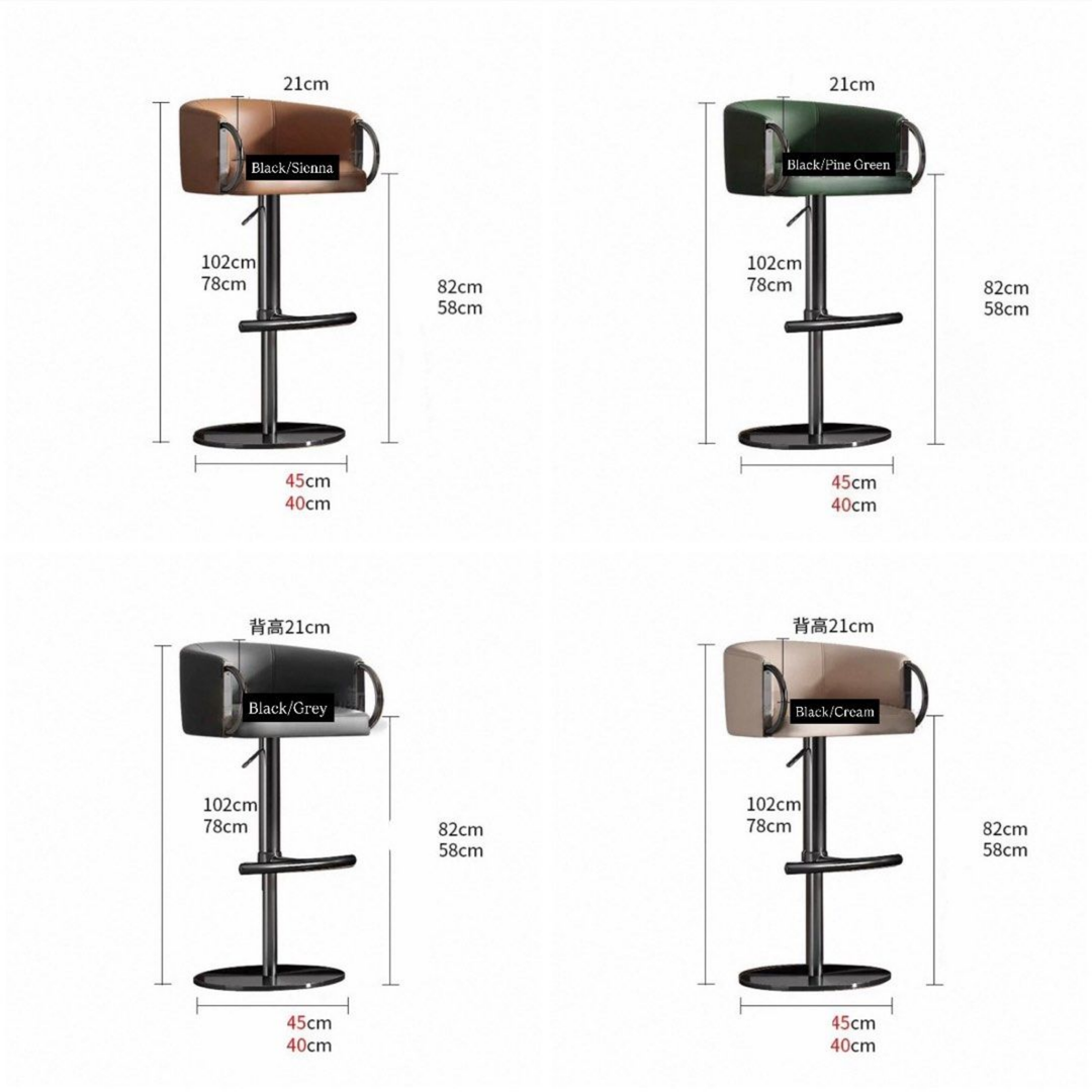 ELMAVO Modern Genuine Leather Bar Stool - Cassa Haus Singapore