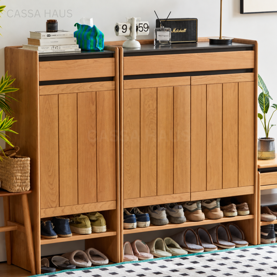KAILO Japandi Solid Wood Shoe Cabinet