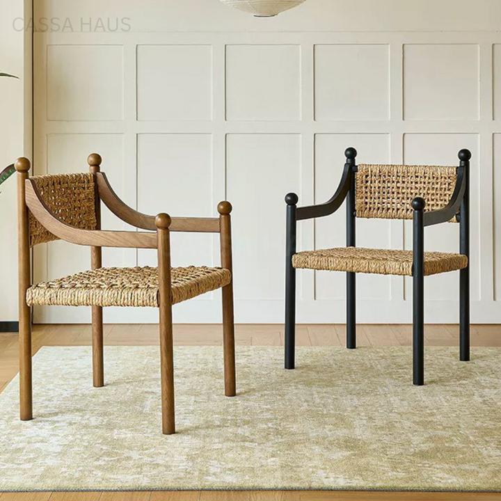 AMORE Rustic Rattan Solid Wood Dining Chair - Cassa Haus Singapore