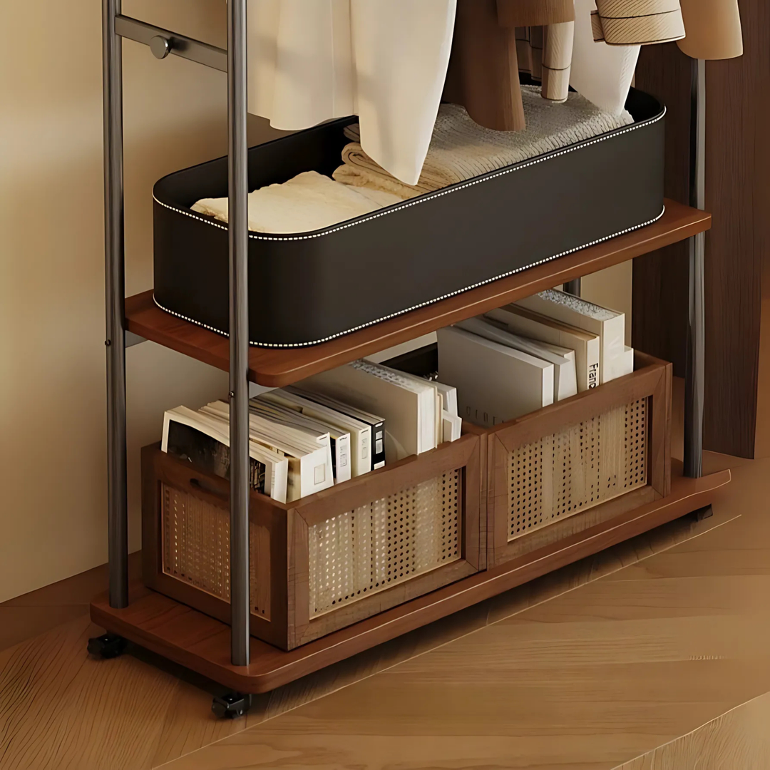 METALO Rotating Mirror Open Concept Wardrobe Rack - Radical Homes Singapore