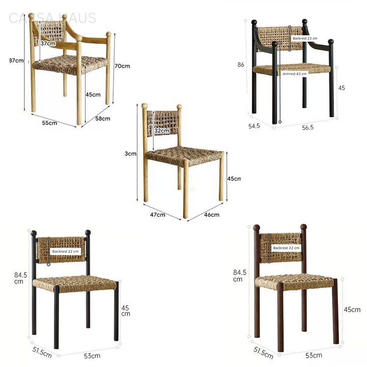 AMORE Rustic Rattan Solid Wood Dining Chair - Cassa Haus Singapore