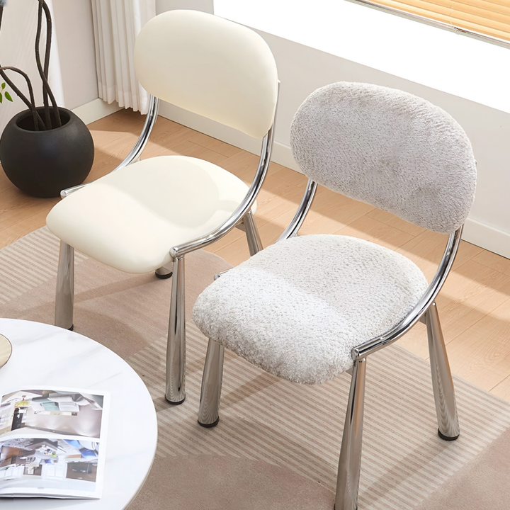 MARCELLA Modern Boucle / Leather Dining Chair