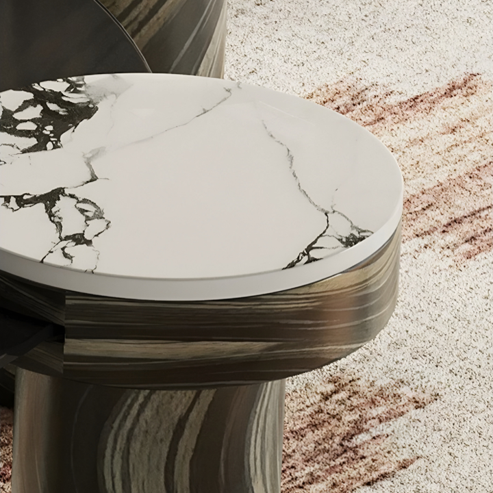 LUCERA Modern Italian Round Sintered Stone Coffee Table Set
