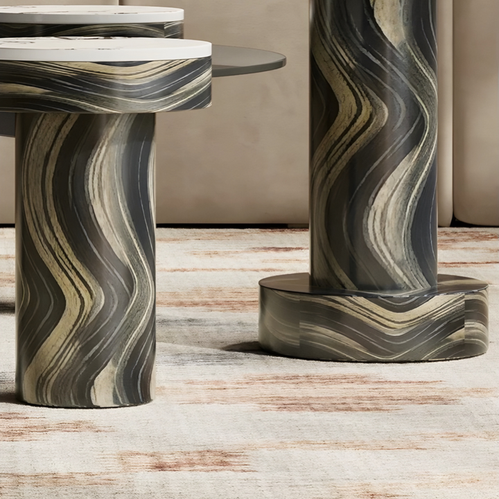 LUCERA Modern Italian Round Sintered Stone Coffee Table Set