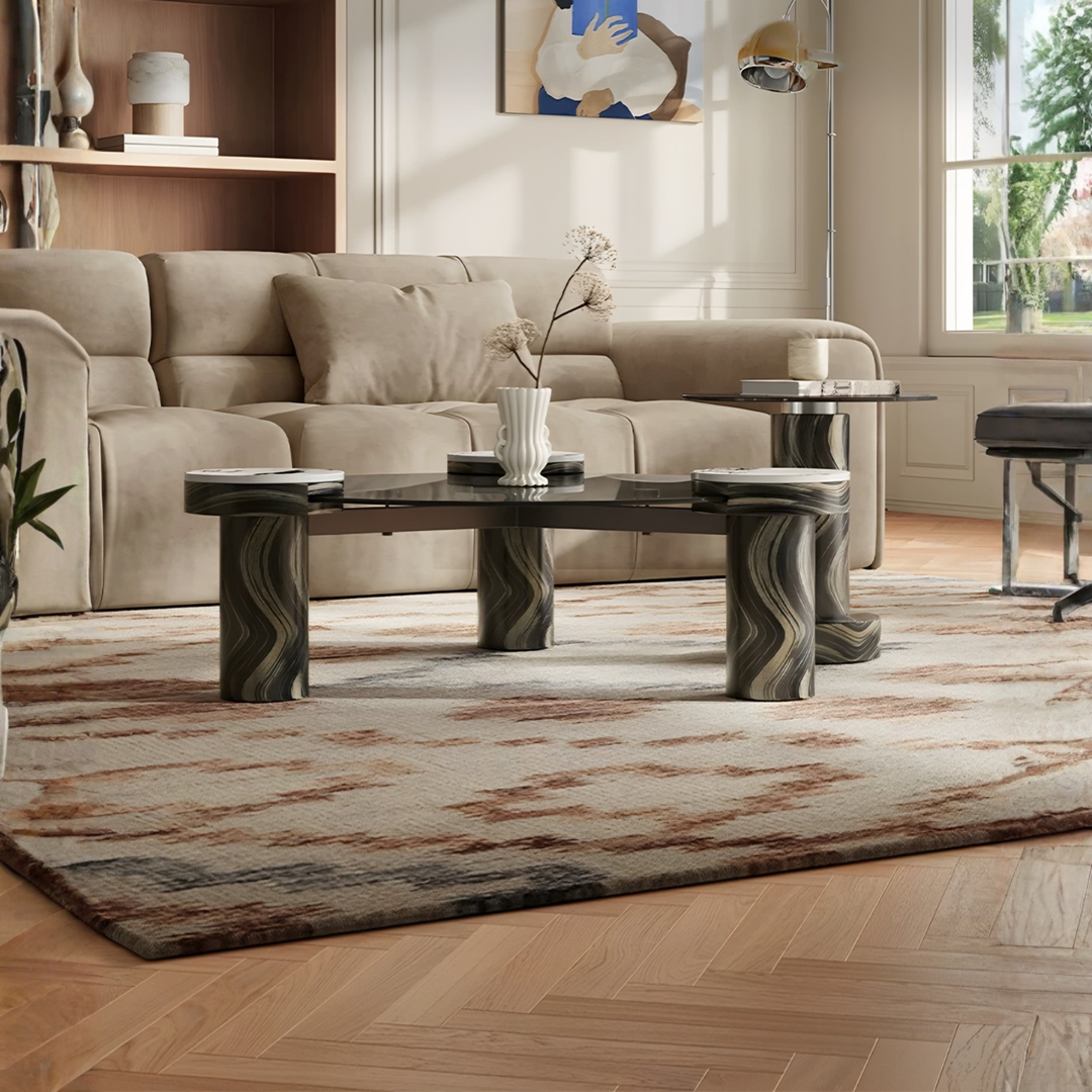 LUCERA Modern Italian Round Sintered Stone Coffee Table Set