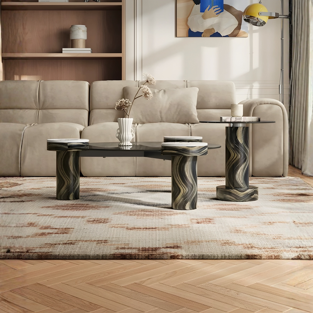 LUCERA Modern Italian Round Sintered Stone Coffee Table Set