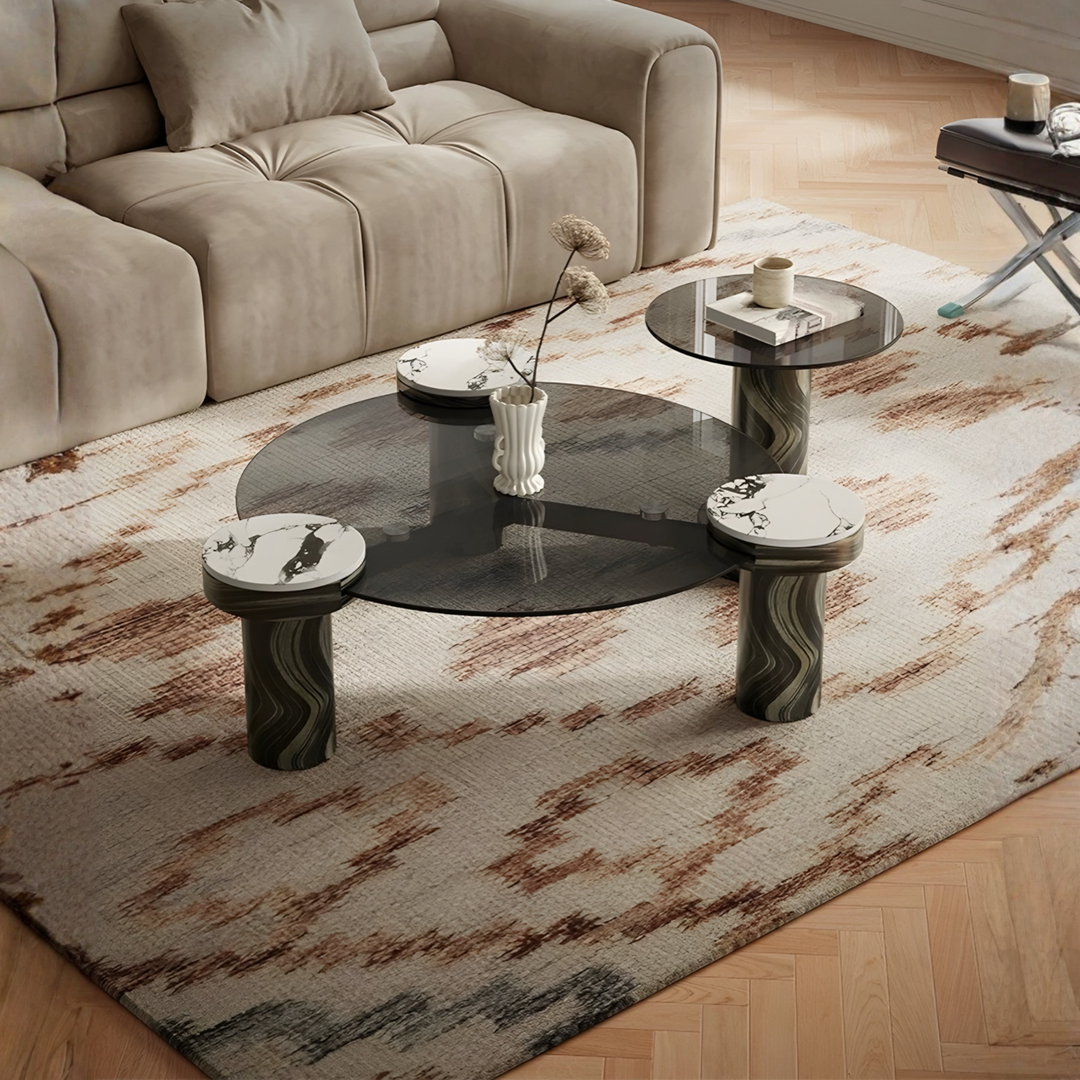 LUCERA Modern Italian Round Sintered Stone Coffee Table Set